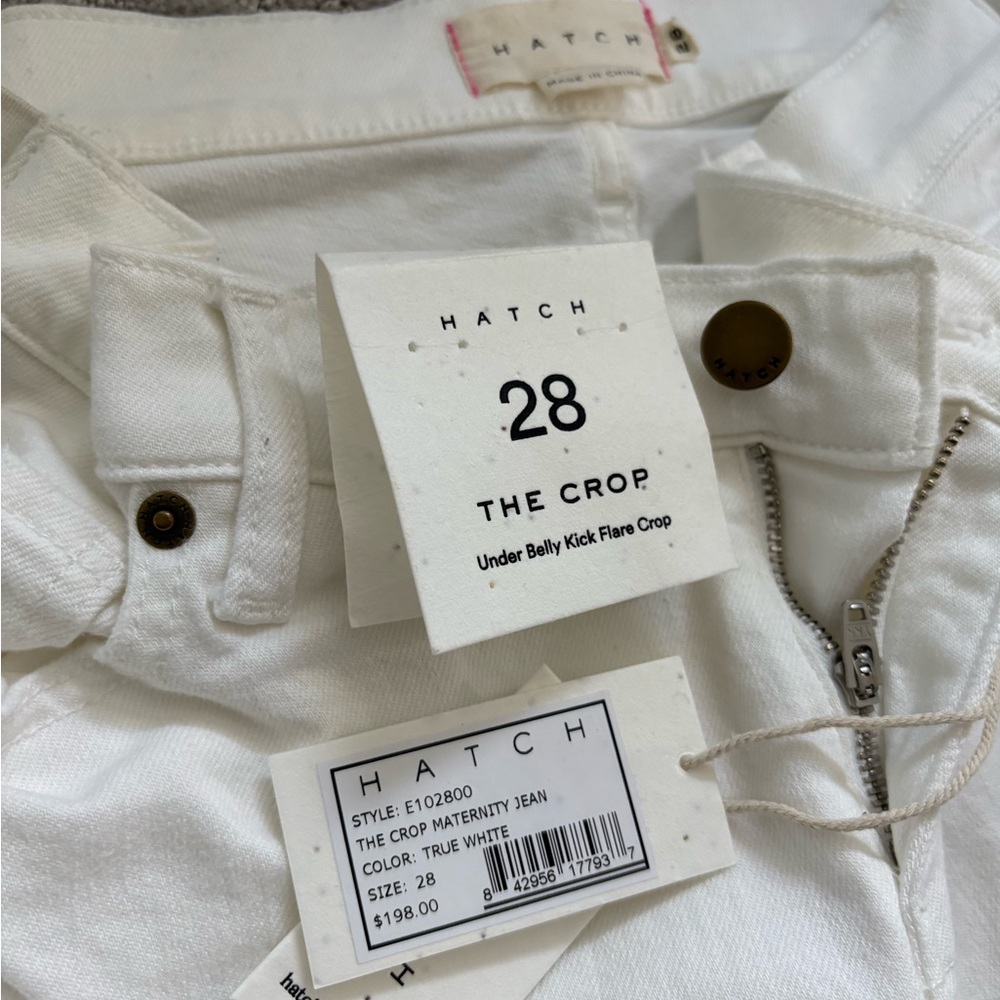 Hatch Women's Cream Straight Leg Jeans - Picture 3 of 3